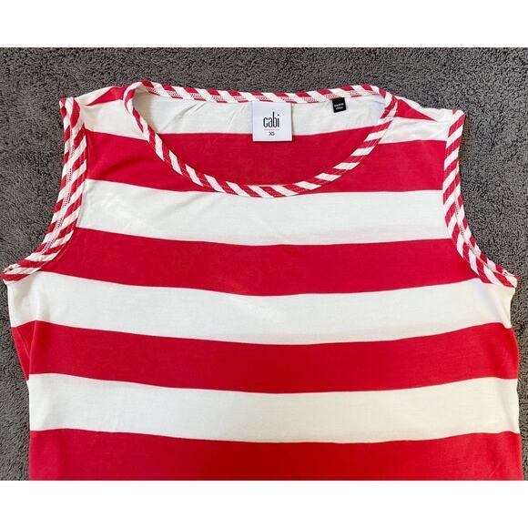 CAbi Carousel Striped Sleeveless Blouse Asymmetrical hem sz XS - Picture 6 of 10